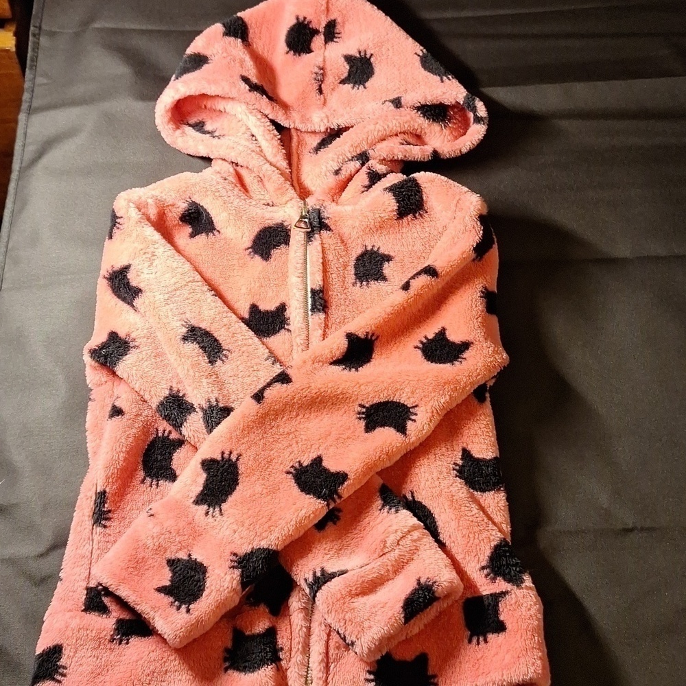 Kids Korner Pink Kitty Cats Black Jacket 3T